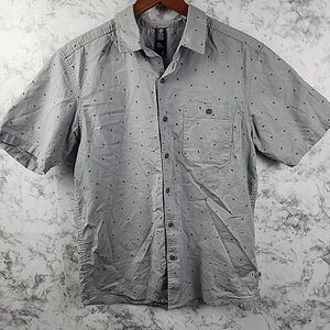 Mountain Hardwear Shirt Mens Small Gray Button Up Pocket Short Sleeve Cotton